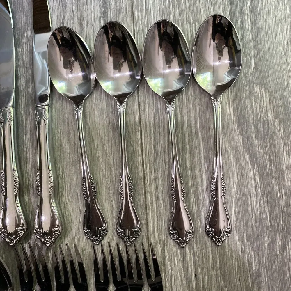 Flatware Service for 4 Rogers Oneida Mansfield Stainless Steel 20 pc Vintage 90s